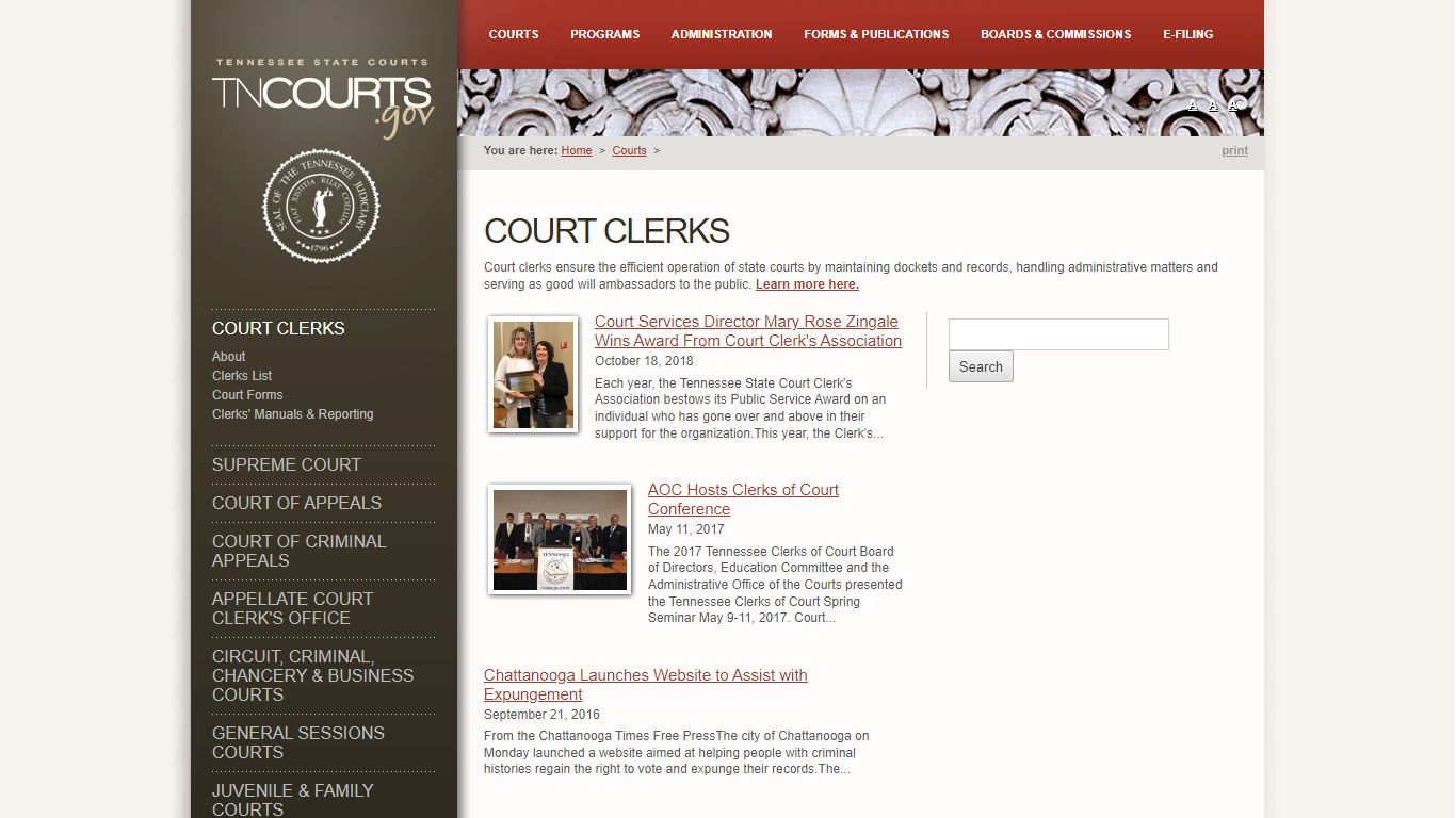 Court Clerks | Tennessee Administrative Office of the Courts