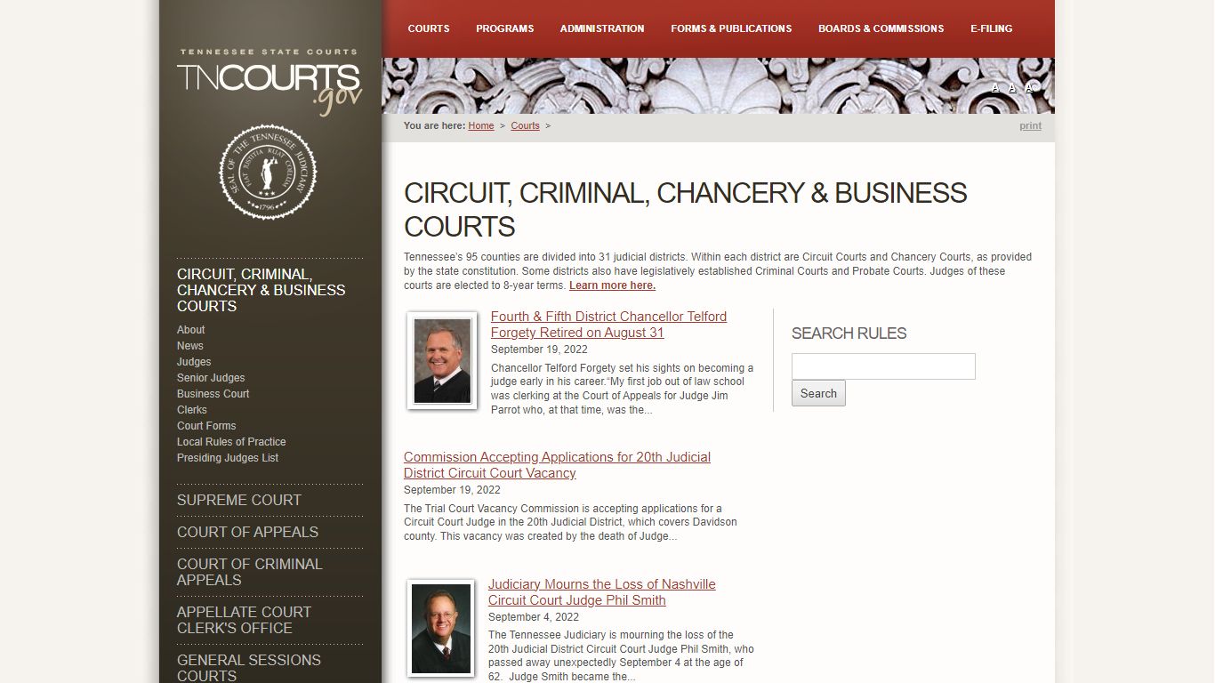 Circuit, Criminal, Chancery & Business Courts | Tennessee ...